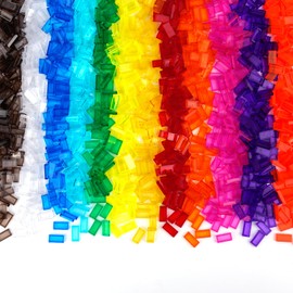 WSRYLTCH Transparent Tiles 1x2 Flat Bricks - 1000pcs Classic Building Blocks Parts and Pieces,Smooth Plate Water MOC Accessories Bulk Lots Transparent Multicolor
