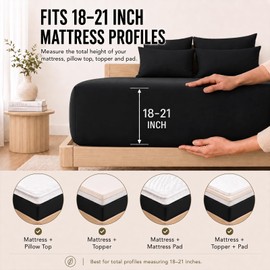 CozyLux Queen Sheet Set 6-Piece, 21-Inch Deep Pocket, Soft Brushed Feel