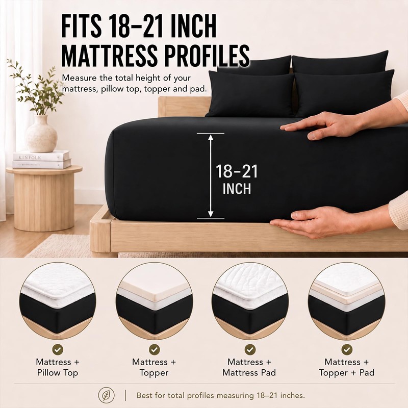 CozyLux Queen Sheet Set 6-Piece, 21-Inch Deep Pocket, Soft Brushed