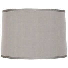 Platinum Gray Dupioni Medium Lamp Shade 15" Top x 16" Bottom x 11" High (Spider) Replacement with Harp and Finial - Brentwood