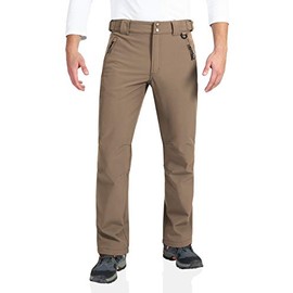 Outdoor Ventures Men's Lite Waterproof Windproof Fleece Lined Warm Hiking Ski Snow Pants Expandable-Waist