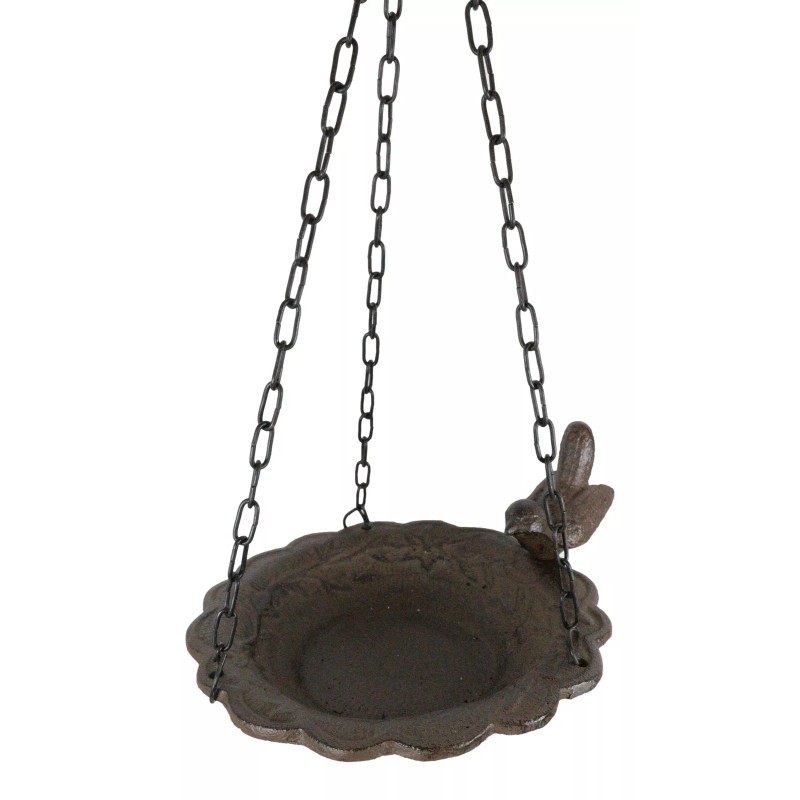 Ebros Gift Cast Iron Whimsical Bluebird On Victorian Dish Hanging