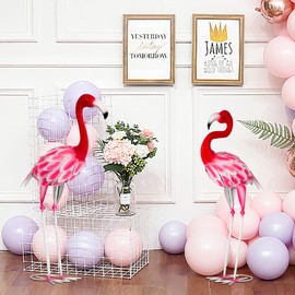 LaLamona Set of 2 Metal Flamingo Garden Statues, Yard Flamingo Outdoor Decor for Lawn Patio Garden Backyard Display (Pink)