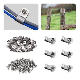 200 Pcs Wire Fence Clamps Stainless Steel Agricultural Fencing Clips with 200 Pcs Stainless Steel Screws Fence Clips for 12-16 Gauge Welded Wire to Vinyl,Wood or Metal Fence or Christmas Tree(200)