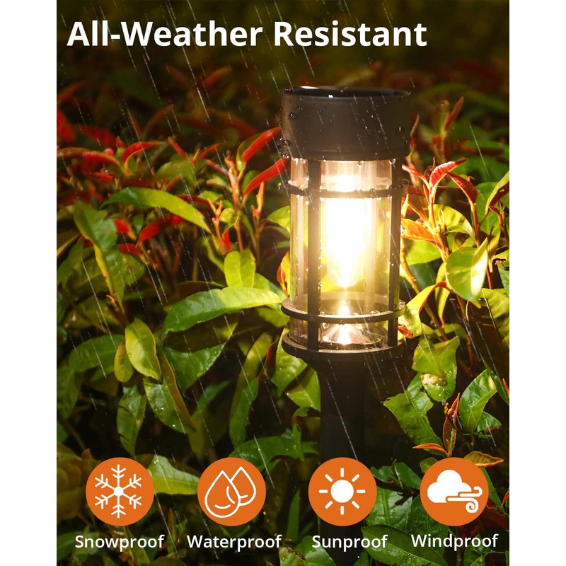 ILANCK Solar Lights Outdoor Waterproof, 8 Pack Solar Pathway Lights