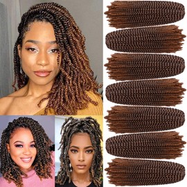 Xtrend 12 Inch 7 Packs Spring Twist Hair For Distressed Butterfly Locs Ombre Mini Twist Crochet Braiding Hair Synthetic Fluffy Hair Extension For Black Women (1B/30#)