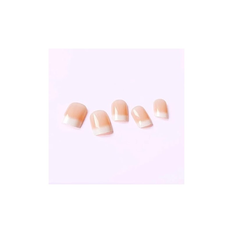 24Pcs White Gradient Press on Nails Short Gradient Nails Extra