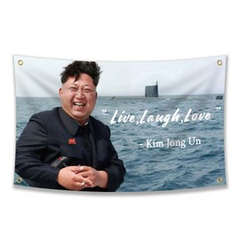 Kim Jong Un Live Love Laugh Flag ，3x5 Feet Flag Funny Poster Durable Man Cave Wall Flag with Brass Grommets This beautiful entertaining banner flag for College Dorm Room Decor, events, festivals..