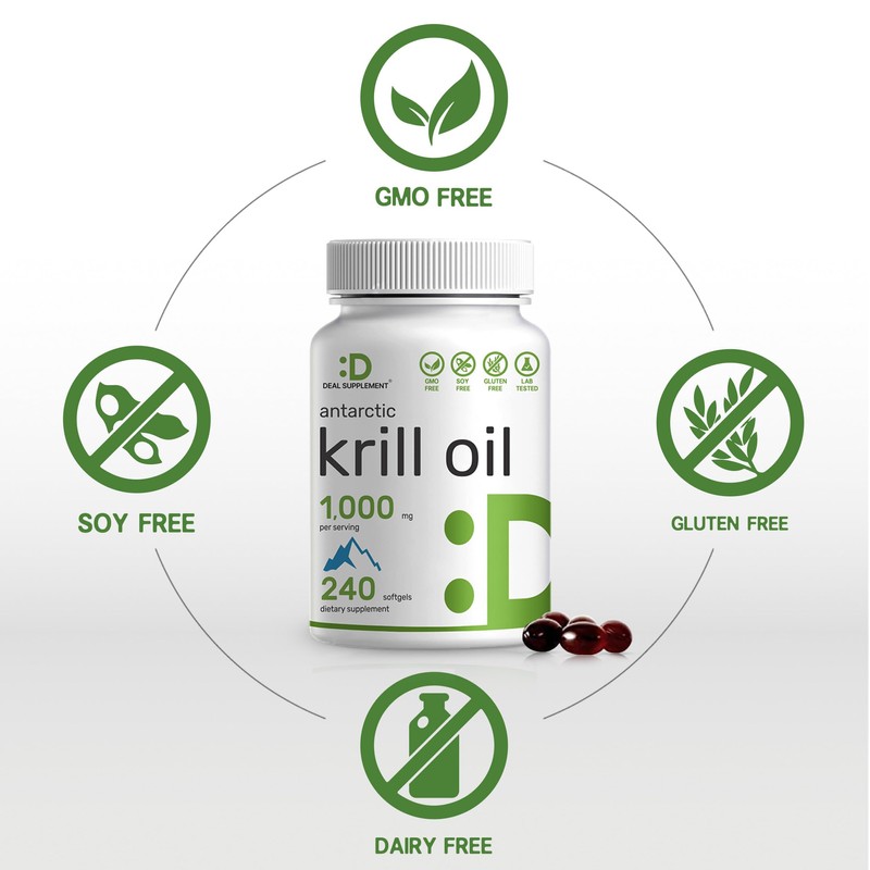 DEAL SUPPLEMENT 2 Pack Antarctic Krill Oil, 1,000mg Per Serving,