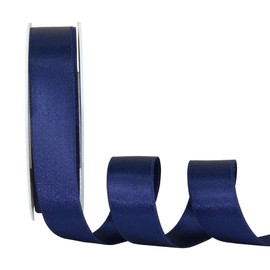 Prasent 25 mm 25 m Satin Double Face Ribbon Roll, Dark Blue