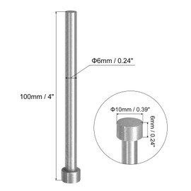 QUARKZMAN Pack of 10 Straight Ejector Pins, 6mm (0.24") Diameter, SKD61 Round Tip, 100mm (4") Long for Mechanical Maintenance