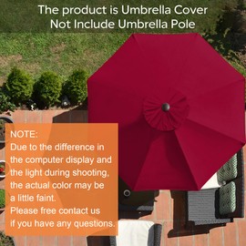 EliteShade USA 9FT Patio Umbrella Replacement Covers 8 Ribs Market Umbrella Canopy Cover (CANOPY ONLY) (Burgundy)