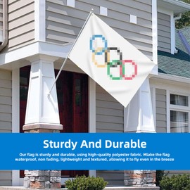 Tuofang Flags, 150 x 90 cm with Eyelets White Flag, Olympic Decoration Flag, for Bars, Party, Indoor Outdoor Decoration