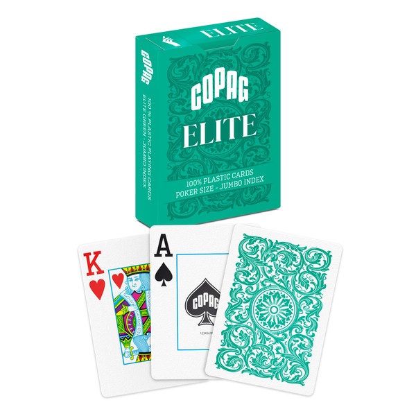 Copag Elite 100% Plastic Playing Cards Poker Size Jumbo Index Single Deck (Green)