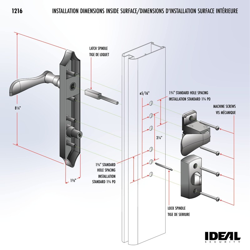 Ideal Security 1216 Surface Mount Storm Door Handle with Lock