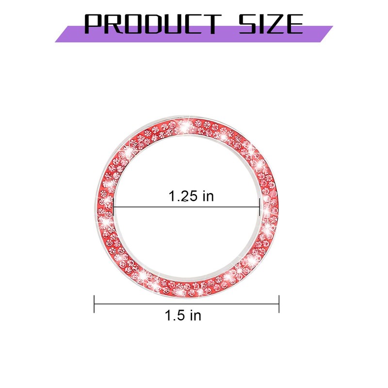 LKAHG 2PCS Bling Car Engine Start Stop Ring Decals, Crystal