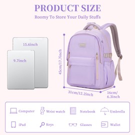 Backpack for School, Classic College Backpack, Lightwight School Backpack, Multiple-pocket Laptop Bookbag for Teen Boys Girls Travel Backpack with Luggage Strap for Women Men, Bulk Backpacks, Purple