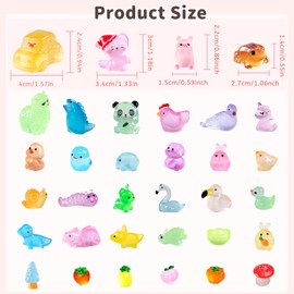 HOWHYUE 150 Pcs Luminous Mini Resin Animal Figurines Glow in The Dark Miniature Figures Variety Pack to Hide for Potted Plants Micro Landscape Garden Aquariums