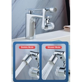 YRAKOZIN 1080 Degree Rotating Multifunctional Extension Tap, Tap Attachment with 2-Way Adjustable Aerator for Kitchen, Bathroom, Tap Extension with Filter - Silver (M20-M22-M24)