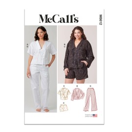 McCall's M8612AA Misses' Pajama Shirt and Shorts Sewing Pattern Packet, Design Code M8612, Sizes XS-S-M-L-XL