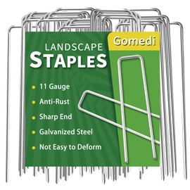 6 Inch 60 Pack Landscape Staples, Garden Stakes Galvanized Garden Staples 11 Gauge, Metal Landscape Fabric Stakes Plant Cover Stakes for Lawn Weed Barrier Tubing