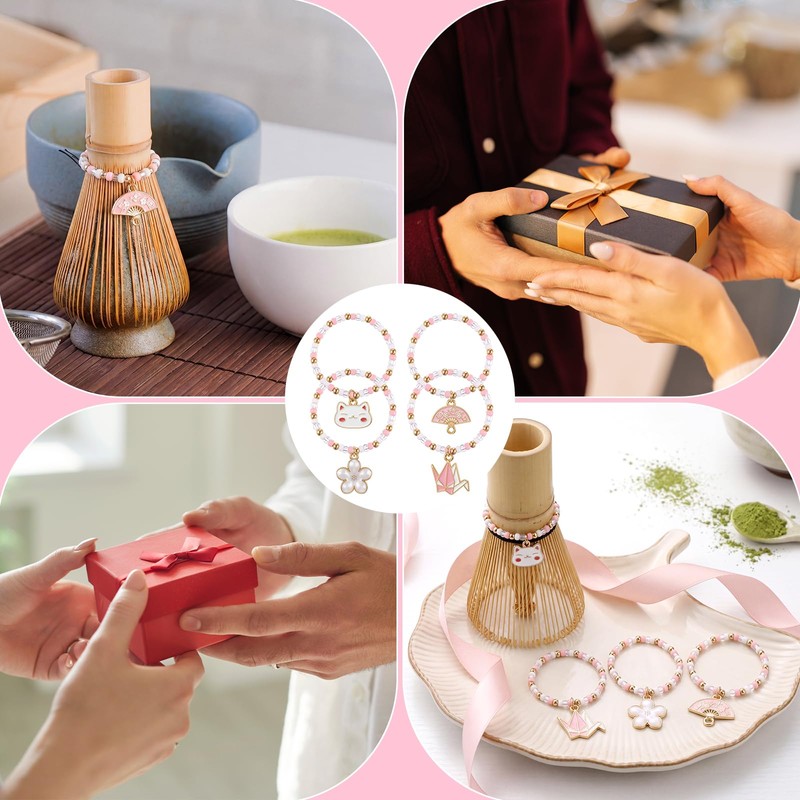 Cunno 4 Pcs Matcha Chasen Charm Decorative Chain Set with
