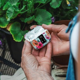 VYBZ True Wireless TWS In-Ear Earbuds with Charging Case & LED Display - FLORAL