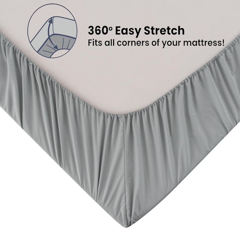 Soifox Super King Fitted Sheet Grey - Bed Sheets with