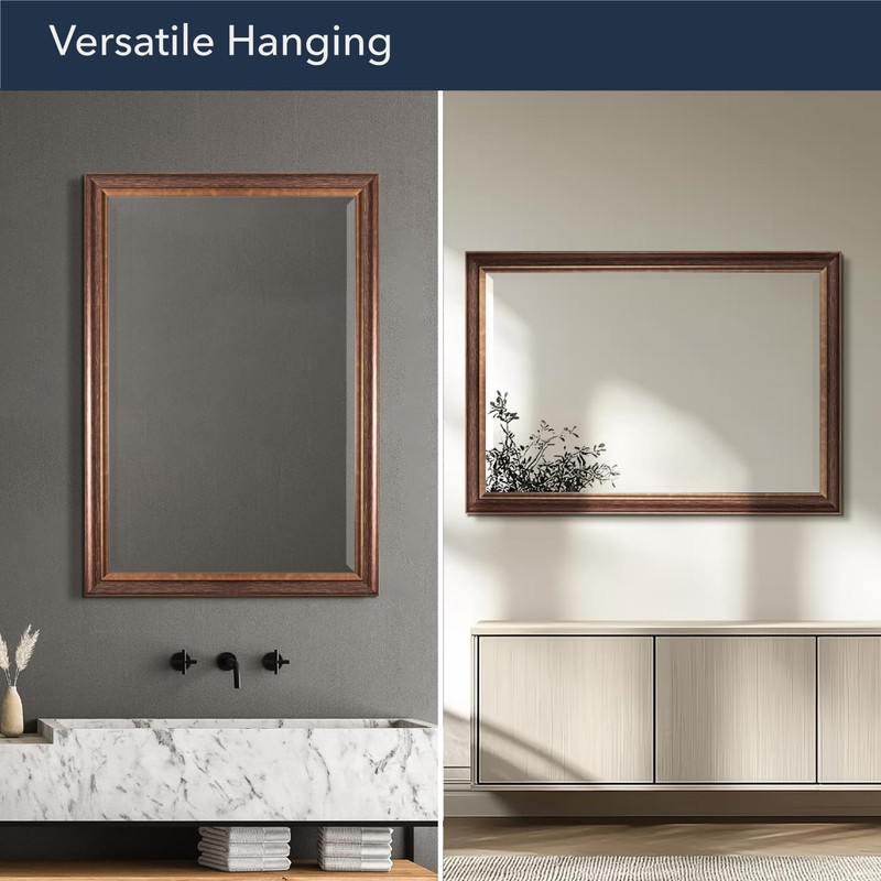 Head West Bronze Copper Oil Rubbed Framed Rectangle Mirror, Wall
