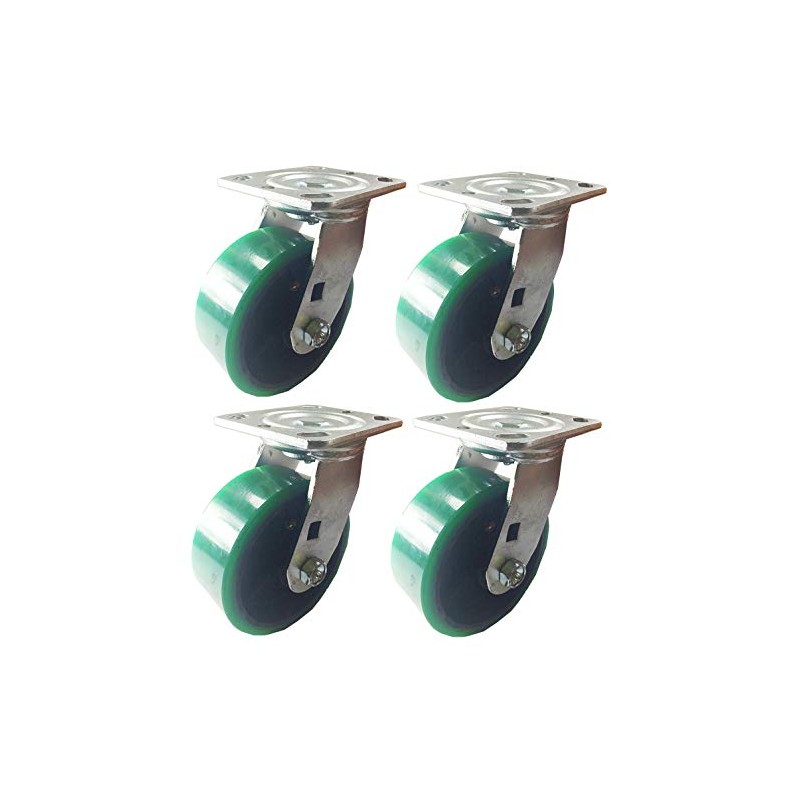 4 Heavy Duty Caster Set Polyurethane on Cast Iron Wheels