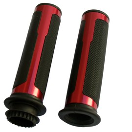 MotorToGo Red CNC Aluminum 7/8" 22mm Handlebar Grips with Throttle Tubes for 2005 Yamaha YZF R6