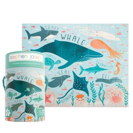 Stephen Joseph, Educational Puzzle with Canister, 48-Piece Animal Puzzle, Learning Animal Puzzle for Kids Ages 3 4 5, Sea Life
