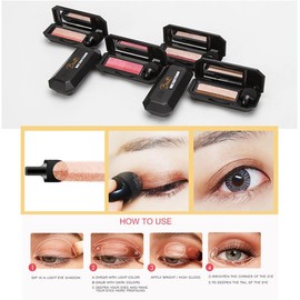 Sombra de Ojos Doble Color, Paleta Portátil de Sombra de Ojos de Doble Color con Purpurina Altamente Pigmentada, Impermeable Placa Dos Colores Lazy (4#)