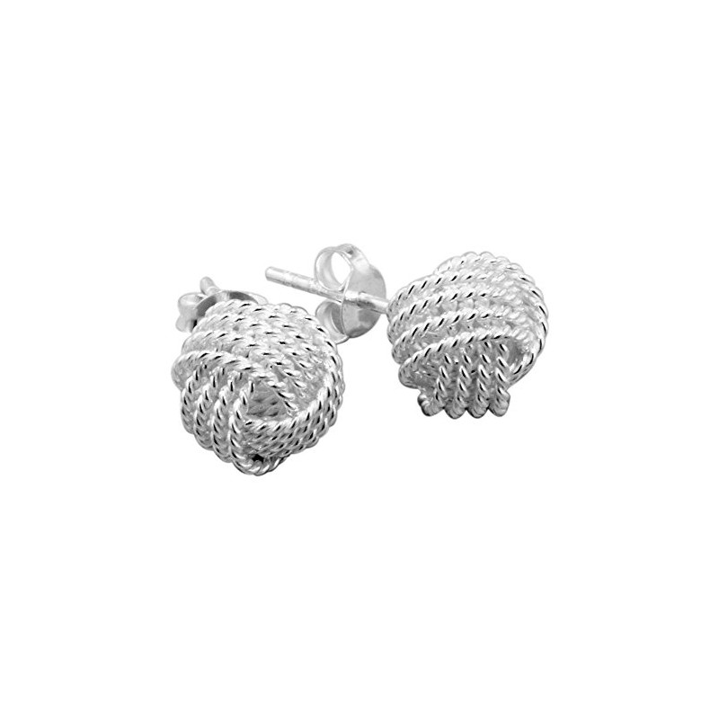Designer Inspired Sterling Silver Rope Knot Stud Earrings