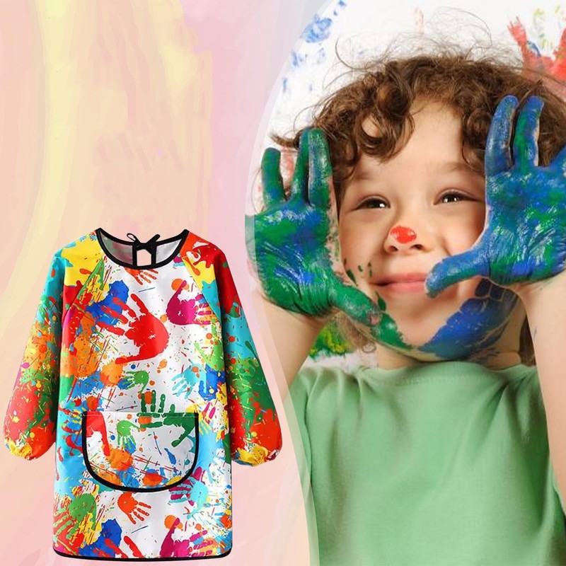 Weenwill Kids Painting Apron,Waterproof Graffiti Childrens Apron Long Sleeve With