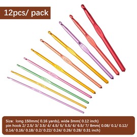 CABODYALS 12 Pieces 12 Sizes Crochet Set Made of Aluminium Needles Crochet Hooks Made of Metal Agujas Para Tejer Handle Weaving Yarn Knitting Needles Hook Set for Sewing Making Clothes Hats Blankets
