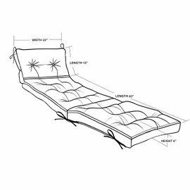 QILLOWAY Indoor/Outdoor Chaise Lounge Cushion with Ties,Replacement Patio Cushions for Lawn Pool. (Red)