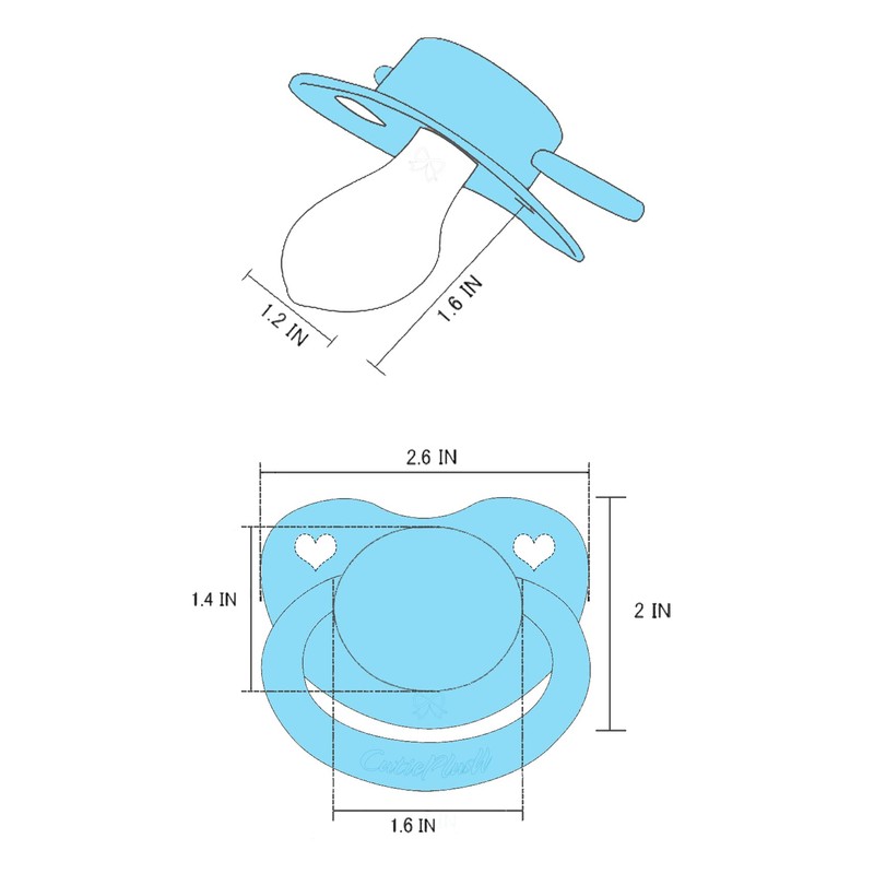 CutiePlusU Adult Size Pacifier Large Shield 3 Pack - Pink,