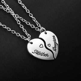 Mother Daughter Necklace Set for 2 - Mom and Daughter Gifts Matching Necklace for Mommy and Me half Heart Necklace Set for Mama Mother and Daughter Mothers Day Birthday Gifts