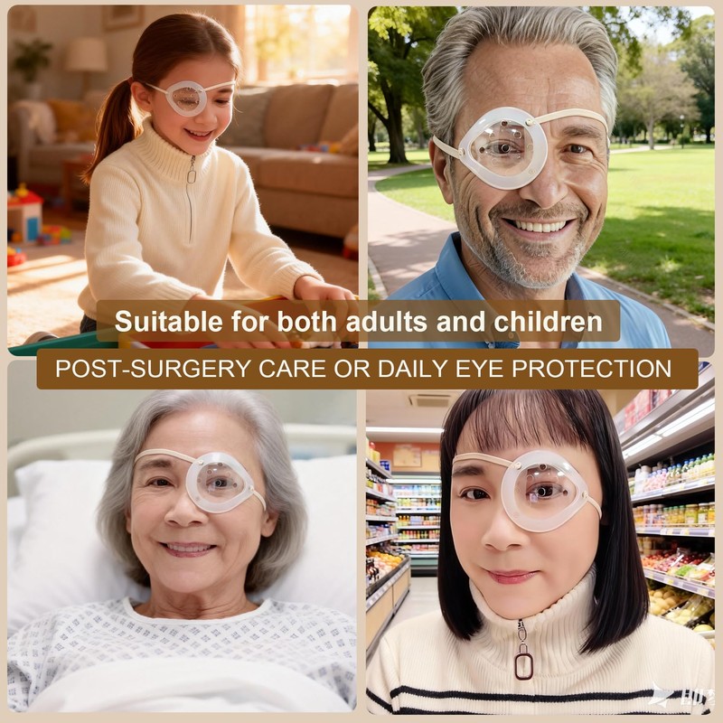 AMZVIO Ventilated Plastic Eye Patch 2 Pack 9 Hole Clear