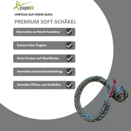 eaglefit - Premium soft shackle made of polyethylene approx. 4900 kg load rope thickness 8 mm and length 26 cm open - soft shackle the feather-light carabiner loop - shackle rope extra robust and safe