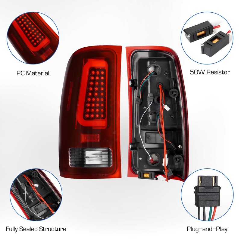 Gubebaili LED Tail Lights Assembly Fit for GMC Sierra 1500