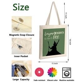 Canvas Tote Bag Aesthetic for Women, Witch Musical Reusable Grocery Bag Cotton Bags Glinda Merch for Shopping Work Trendy Gifts