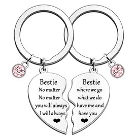 JETTOP Bestie Gifts for Women Keyring Work Bestie Gift Birthday Christmas Keychain No Matter Where We Go