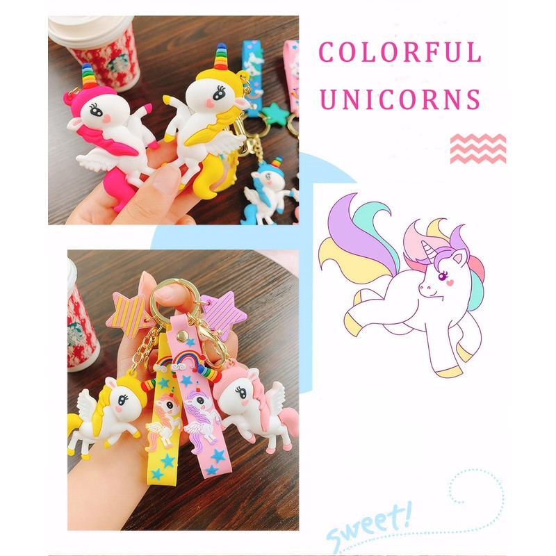 Bandfol Cute Unicorn Keychain with Rainbow Strap Soft Silicone Keychains