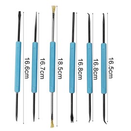 IKOPFLN 6 in 1 Blue Double-Sided Solder Assist Disassembly Tool, Hex Grip Solder Assist Fork + Reamer + Chip Hold + Brush + Needle + Hook, red