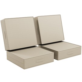 AOFEITE 2 PCS Outdoor Water-Resistant Olefin Deep Seat Cushion Set, 23 x 26 x 6 Inch Weather and Fade Resistant Patio Furniture Chair Cushion, Thickened Sofa Seat Pad with Straps, Beige