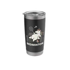 Bedminton Funny Unicorn Badminton Lazy Couch Sports Pun Stainless Steel Insulated Tumbler