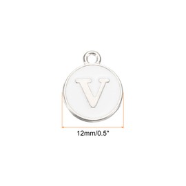 MECCANIXITY Alphabet A-Z Enamel Letter Charm Jewelry Charm Enamel Initial Charm Silver White Pendant Charm for Jewelry Making, Bracelet, Craft, Pack of 52