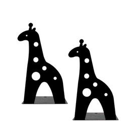 ARTIBETTER Book Ends Vintage Office Decor 2pcs Cartoon Animal Bookends Giraffe Book Stand Non Skid Book Supports Magazine Organizer for Home Office (Black) Office Bookshelf Vintage Decor